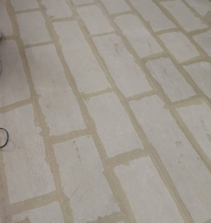 Stone joint repair in progress